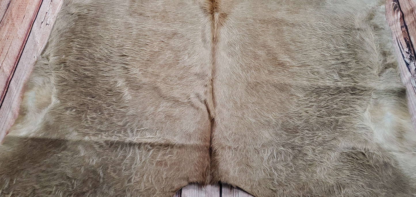 Natural Solid Champagne Cowhide Rug 6.6ft x 6.6ft