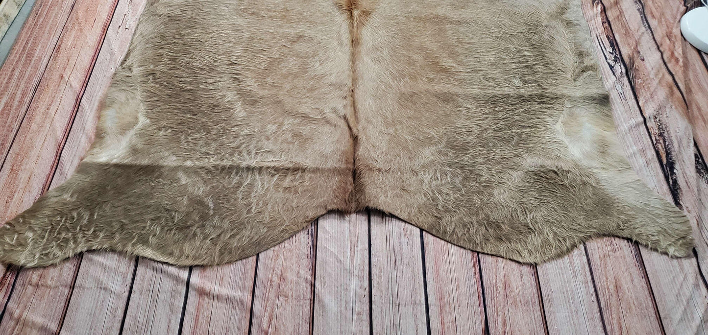 Natural Solid Champagne Cowhide Rug 6.6ft x 6.6ft