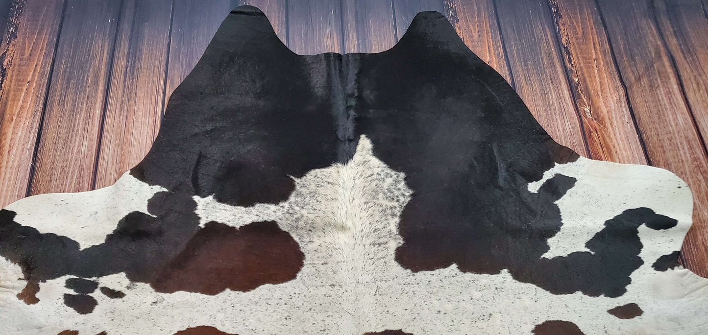 Brown White Belly Cowhide Rug 7.1ft x 6.4ft