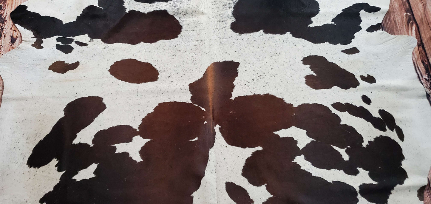 Brown White Belly Cowhide Rug 7.1ft x 6.4ft