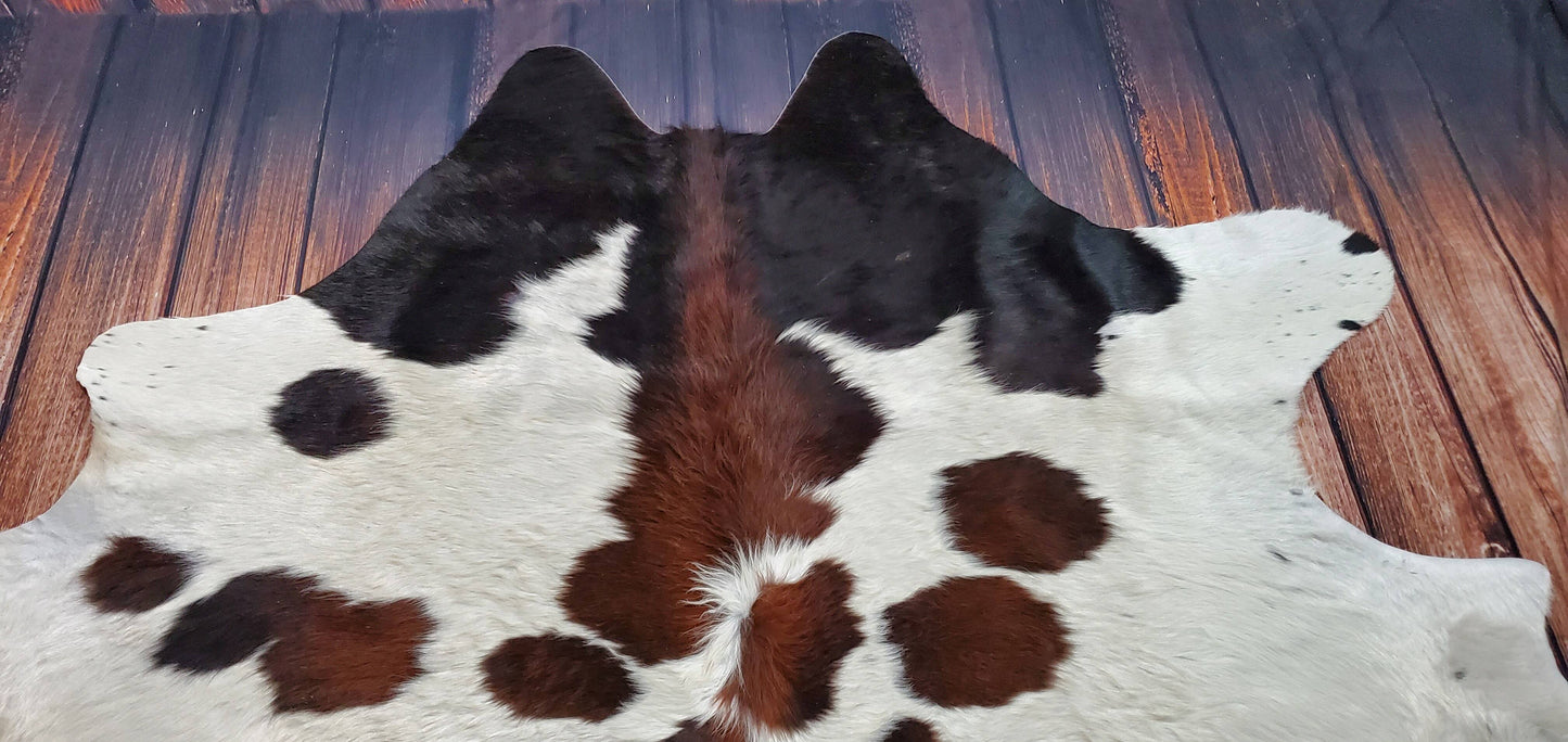 Genuine Cowhide Rug Tricolor 6.9ft x 6.3ft