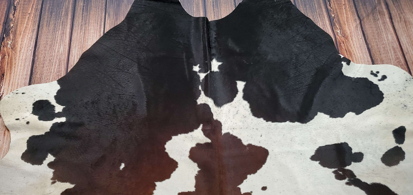 Dark Large Salt Pepper Cowhide Rug 8ft x 6.6ft
