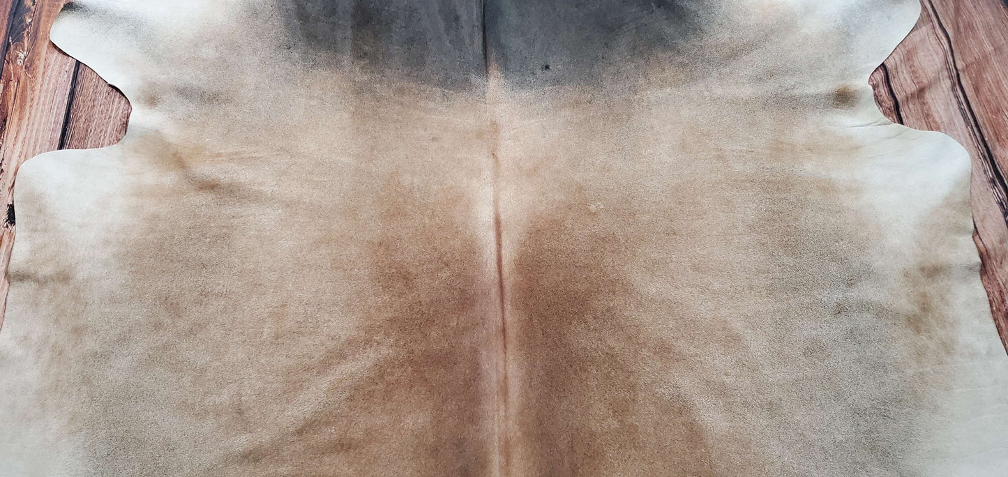 Large Gray And Tan Cowhide Rug 7.5ft x 7ft