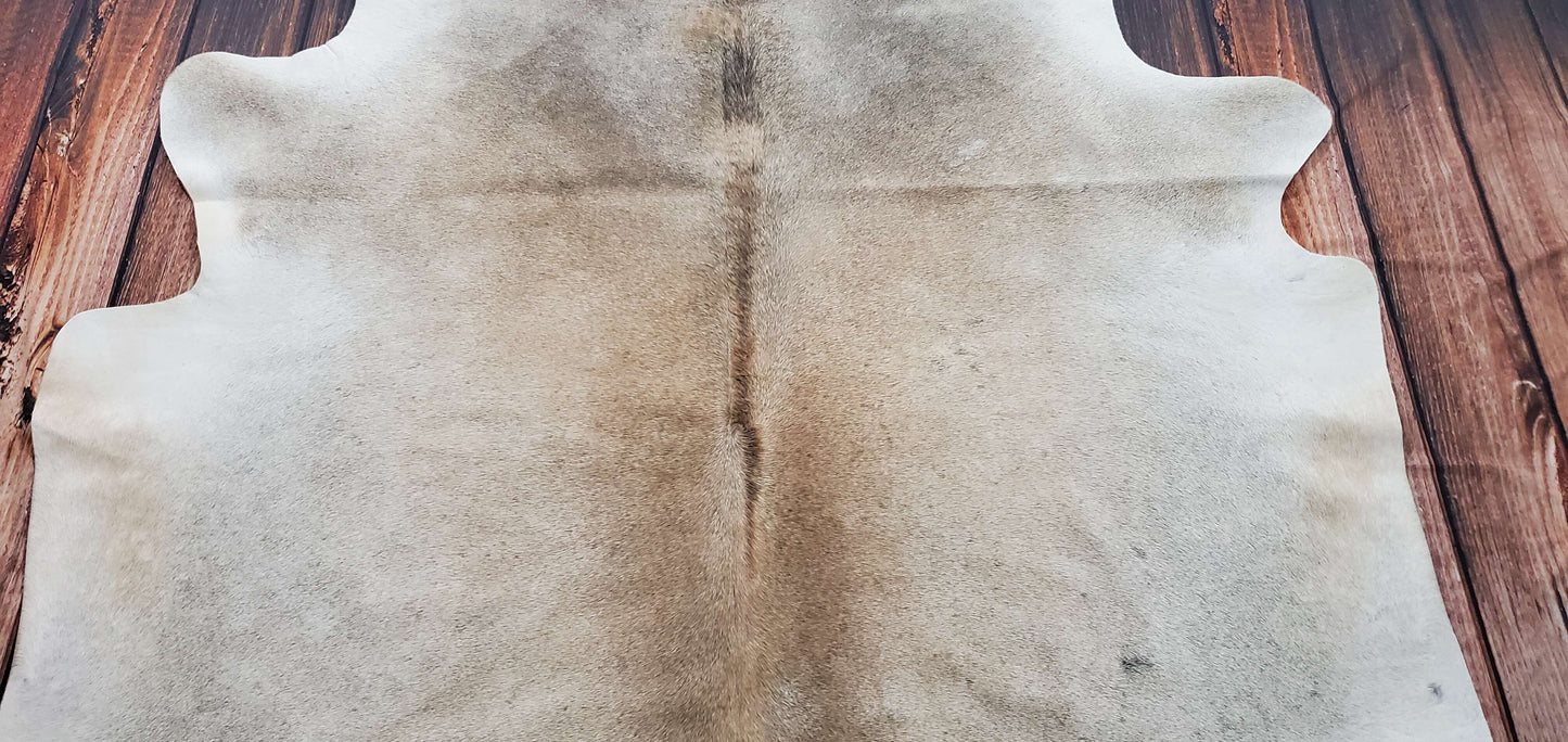 Cowhide Rug Light Grey Tan 7.1ft x 6.4ft