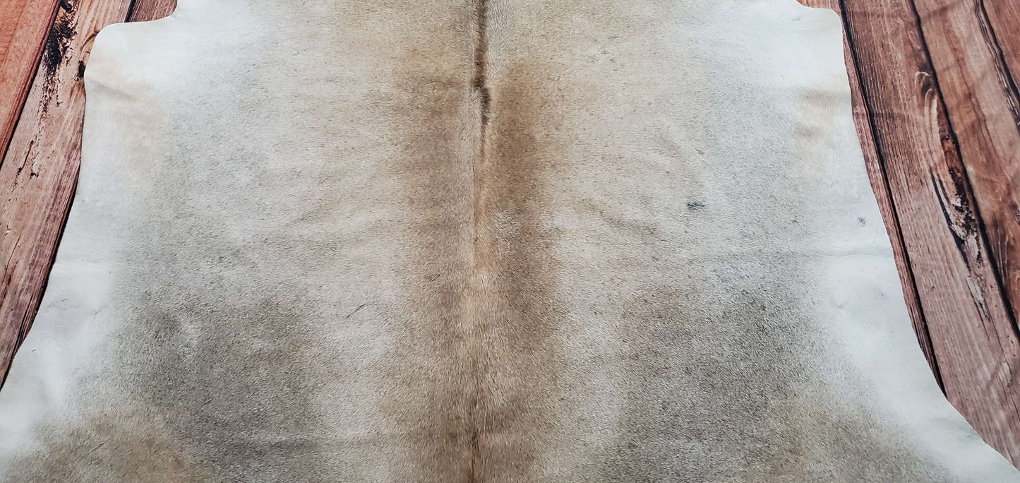 Cowhide Rug Light Grey Tan 7.1ft x 6.4ft