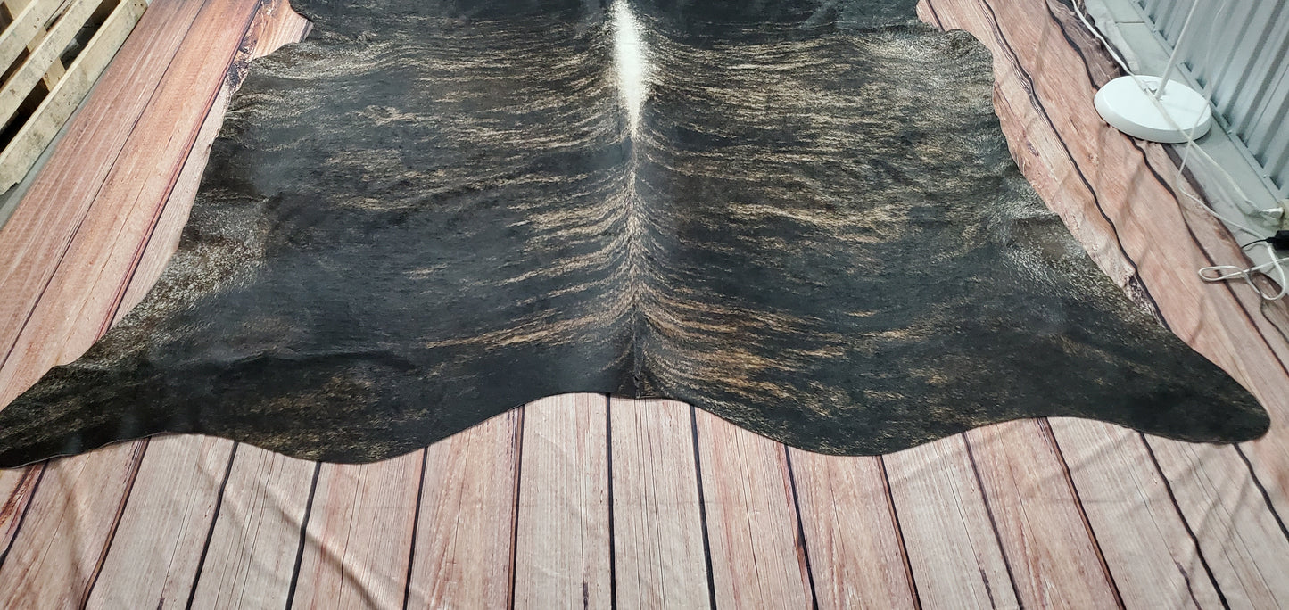 Large Dark Grey Cowhide Rug 7.3ft x 7.2ft