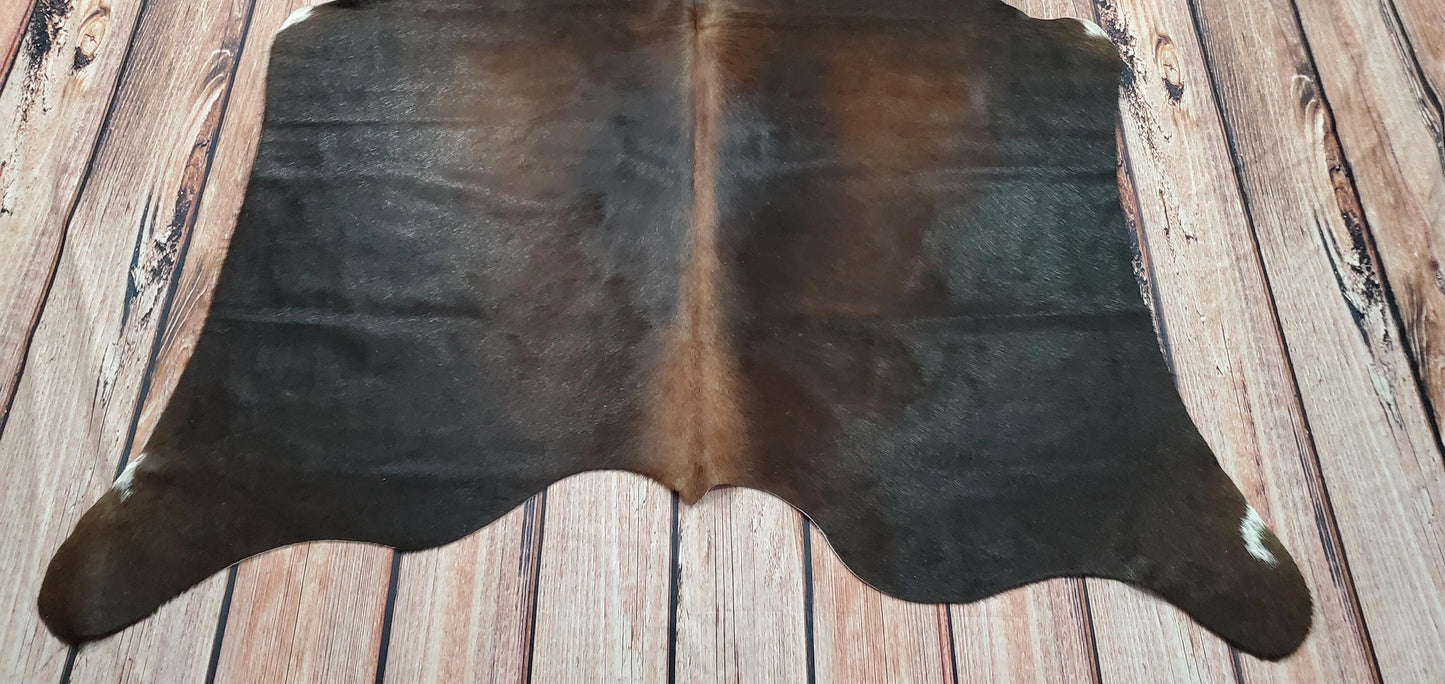 Mini Cowhide Rug Dark Brown Black 4.5ft x 4.5ft