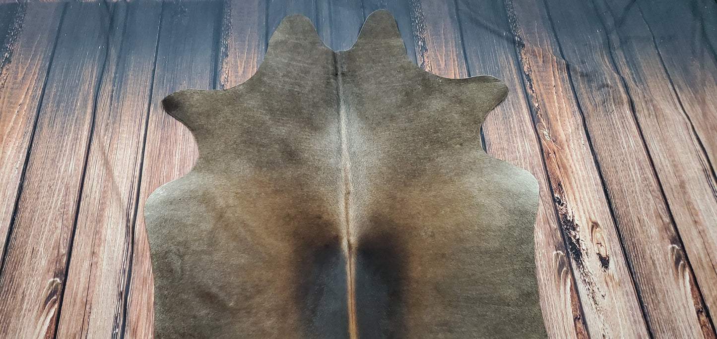 Extra Small Caramel Brown White Cowhide Rug 5ft x 3.6ft