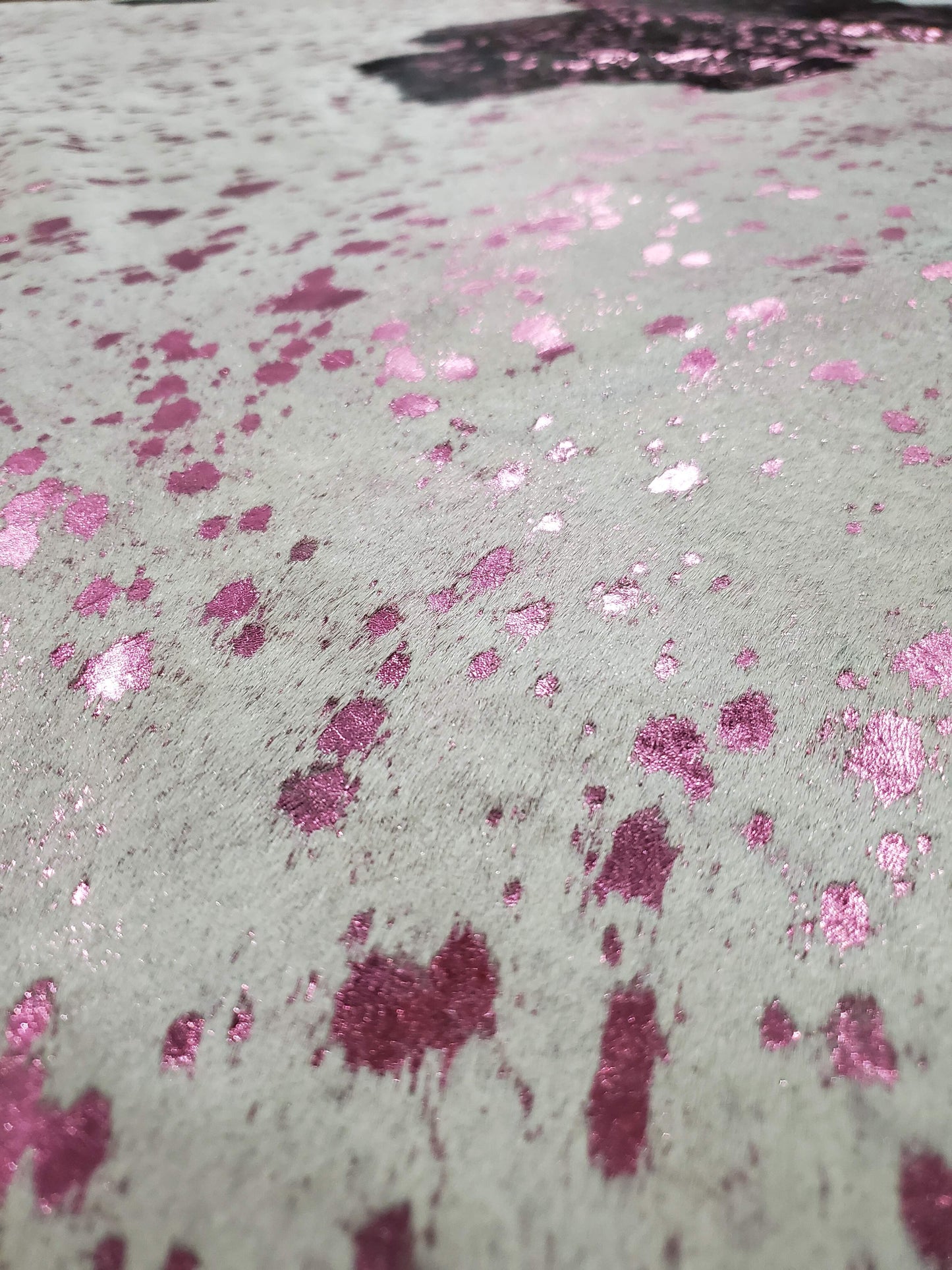 Pink Metallic Cowhide Rug 8.1ft x 7.5ft