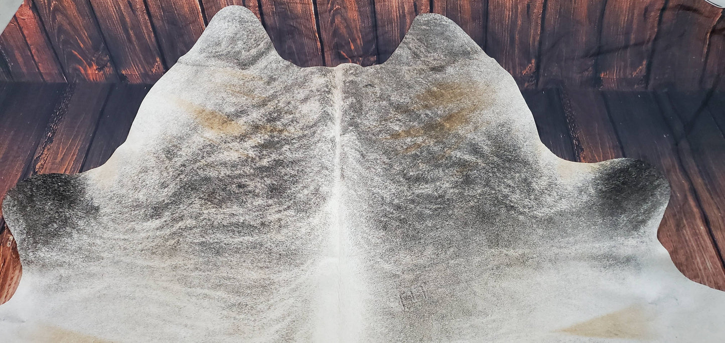 New Grey Brindle Cowhide Rug 8.3ft x 7ft