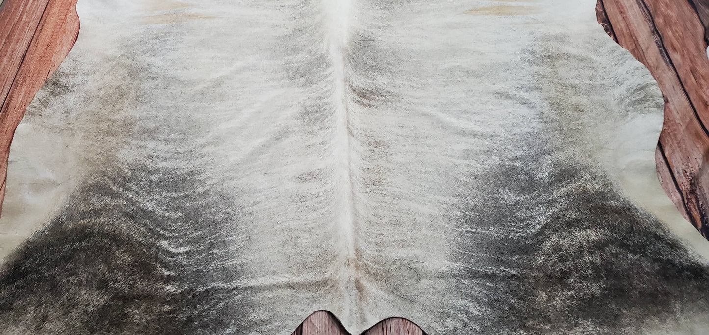 New Grey Brindle Cowhide Rug 8.3ft x 7ft
