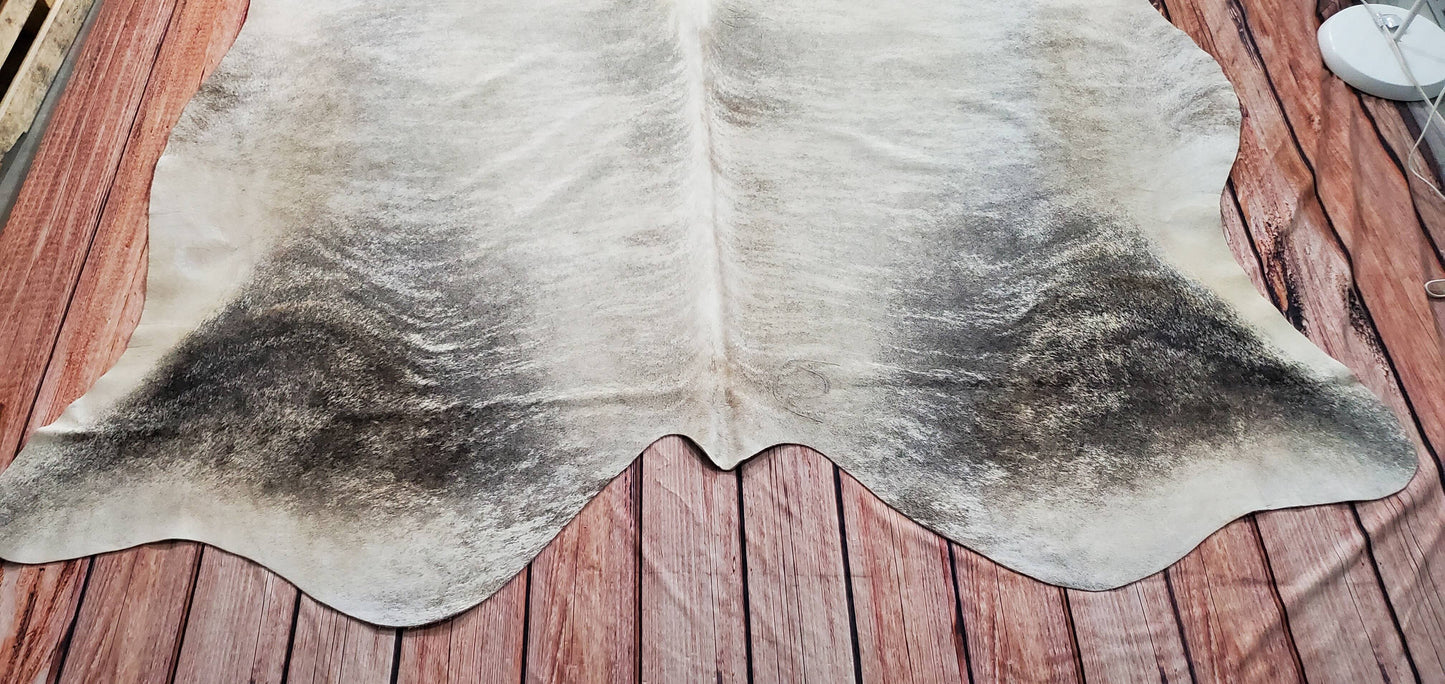 New Grey Brindle Cowhide Rug 8.3ft x 7ft