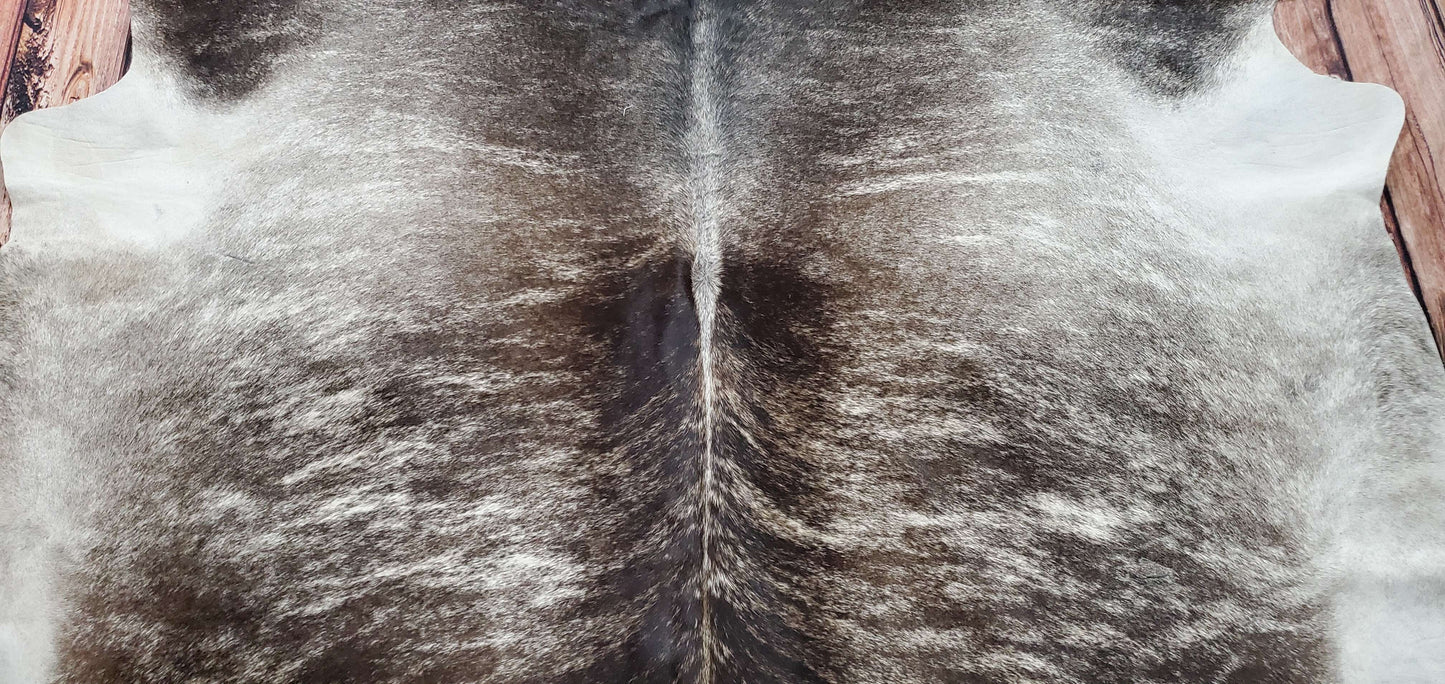 Large Dark Grey Brindle Cowhide Rug 7.5ft x 7.3ft