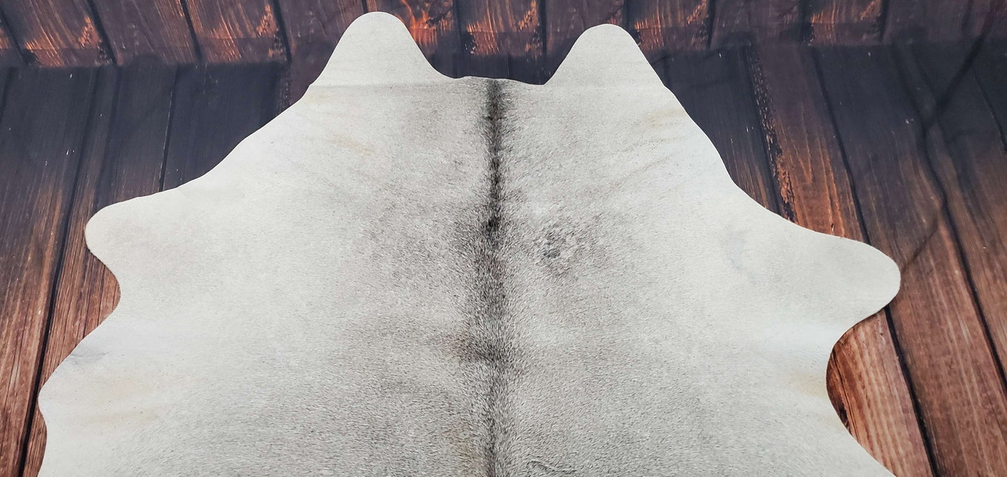 Small Grey Cowhide Rug 6ft by 5.6ft
