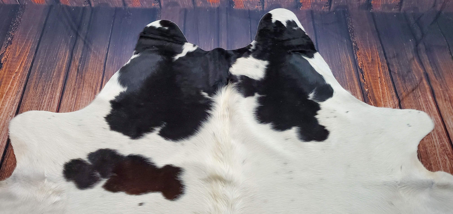 Salt Pepper Cowhide Rug TriColor 7.3ft x 6.3ft