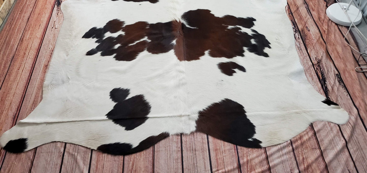 Salt Pepper Cowhide Rug TriColor 7.3ft x 6.3ft