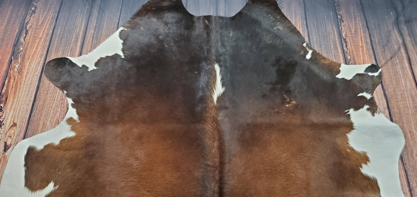 Brown Black Cowhide Rug 6.9ft x 6.5ft