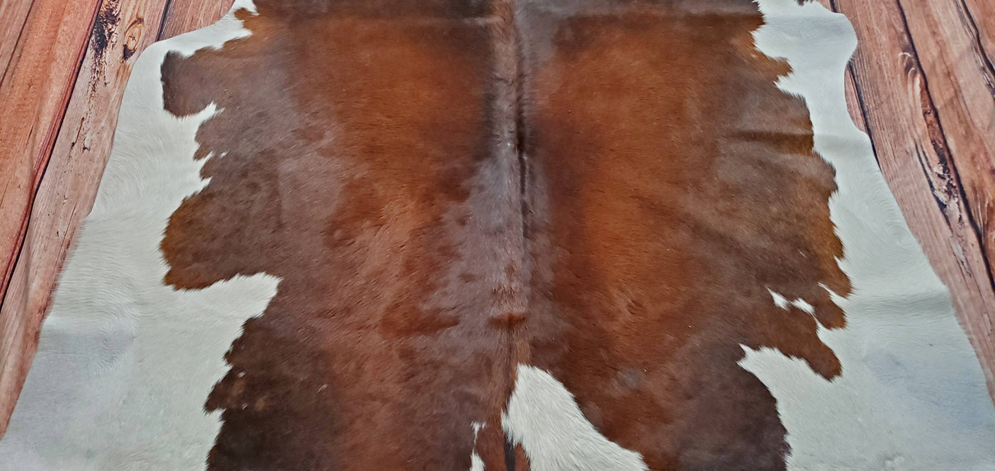 Brown Black Cowhide Rug 6.9ft x 6.5ft