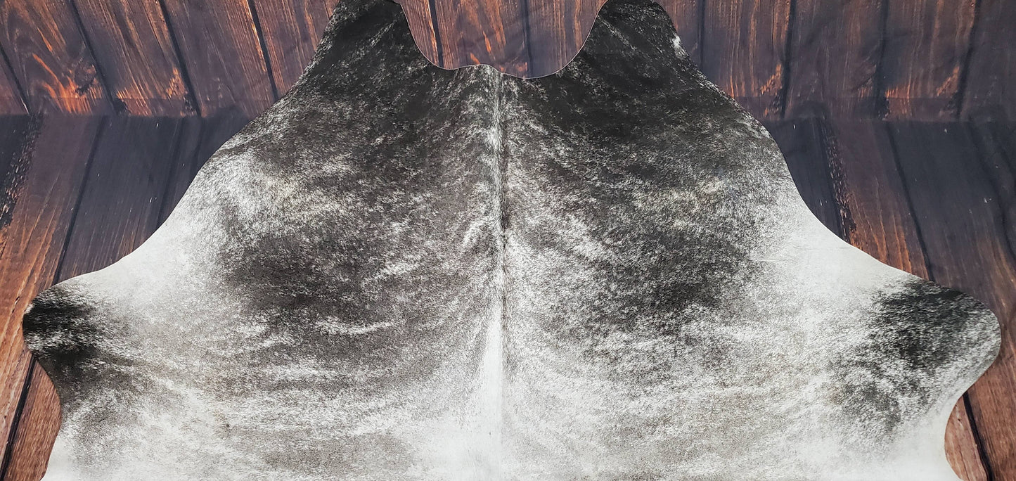 Brazilian Dark Grey Brindle Cowhide Rug 7.7ft x 7ft