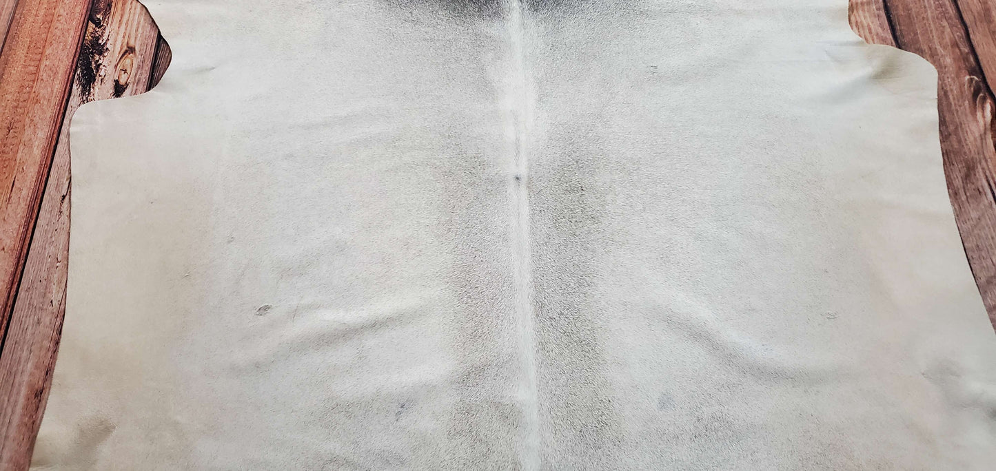 Large Grey Brindle Light Cowhide Rug 7.1ft x 6.3ft