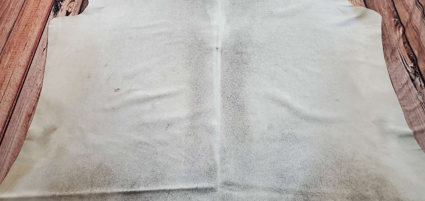 Large Grey Brindle Light Cowhide Rug 7.1ft x 6.3ft
