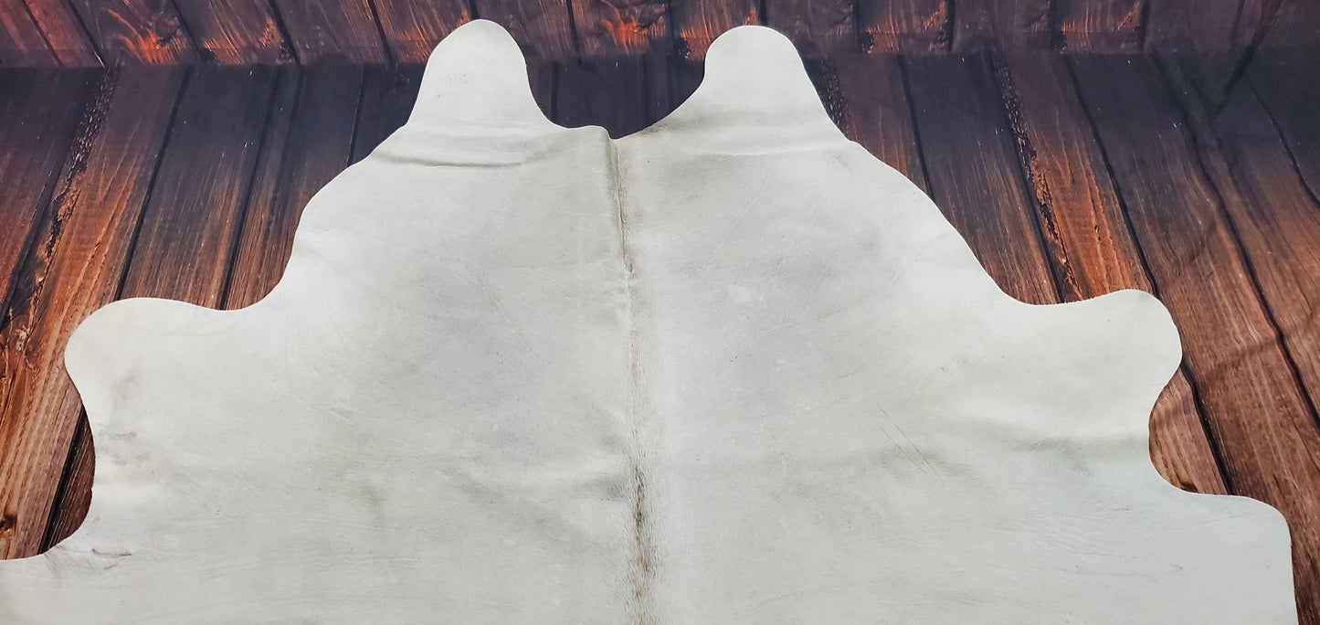 Cream White Cowhide Rug 7.3ft x 6.6ft