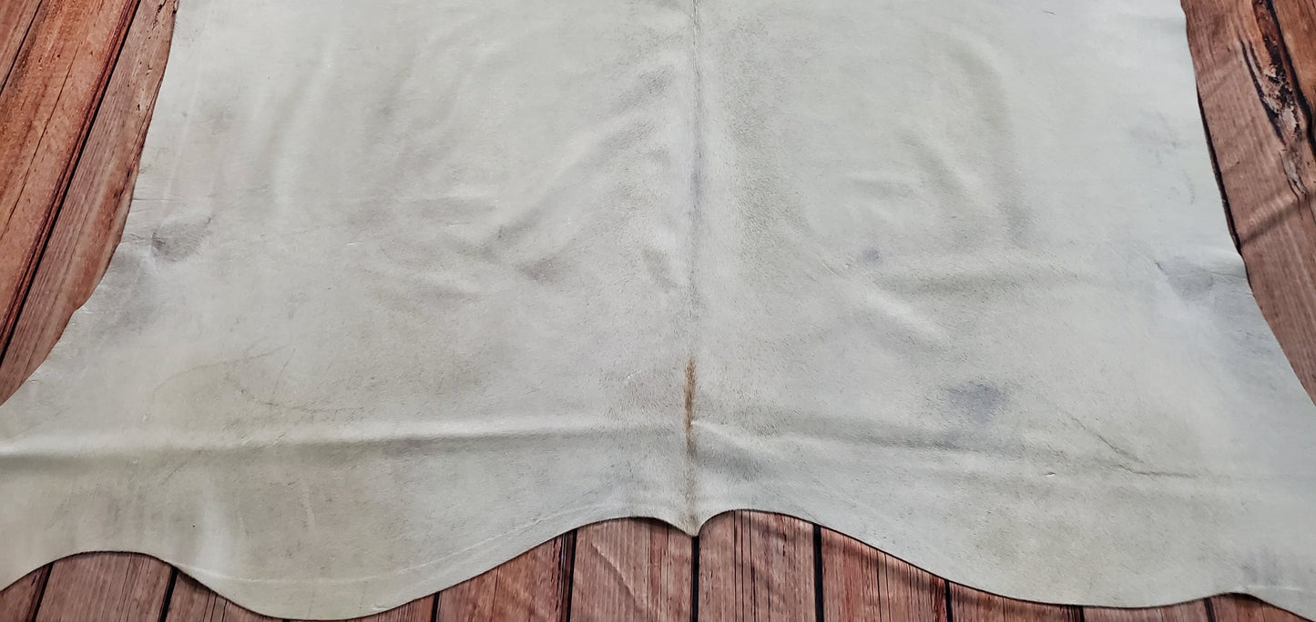 Cream White Cowhide Rug 7.3ft x 6.6ft