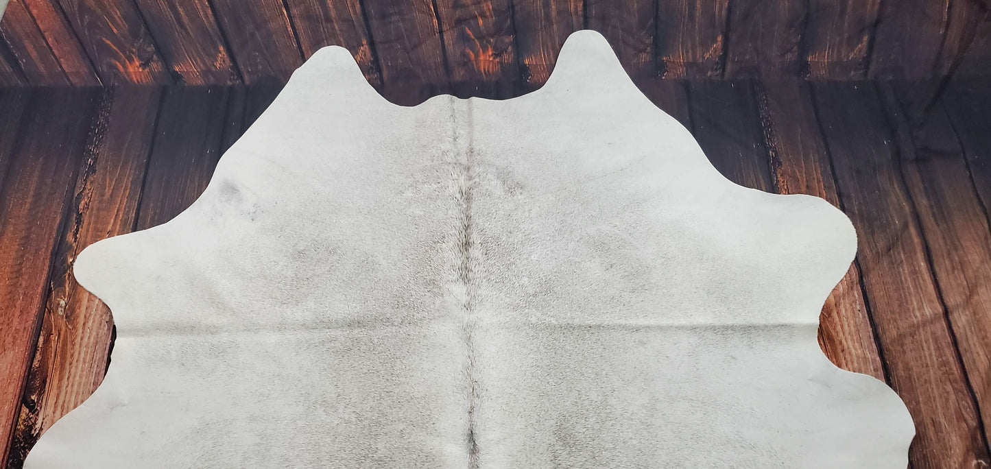 Natural Light Gray Cowhide Rug 7ft x 6.8ft