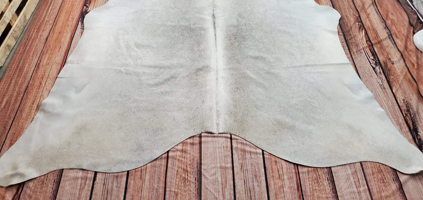 Natural Light Gray Cowhide Rug 7ft x 6.8ft