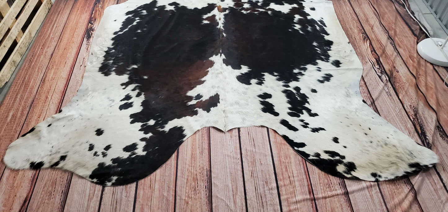 Dark Brown Speckled Cowhide Rug 8.1ft x 6.9ft
