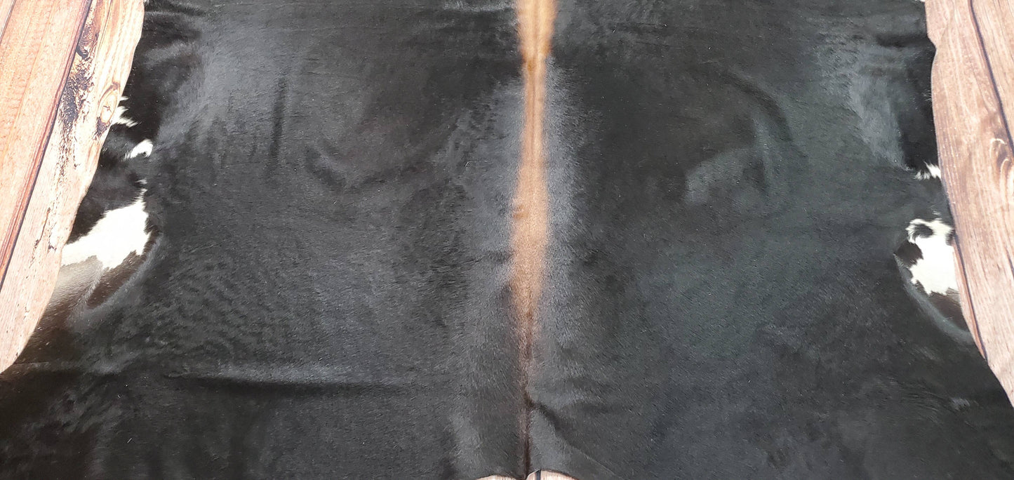 Extra Large Black White Cowhide Rug 7ft x 6ft