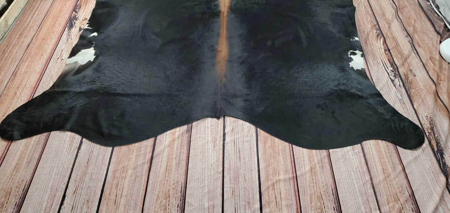 Extra Large Black White Cowhide Rug 7ft x 6ft