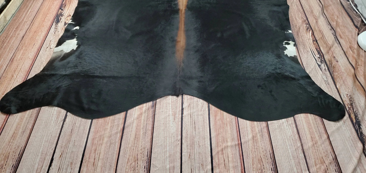 Extra Large Black White Cowhide Rug 7ft x 6ft