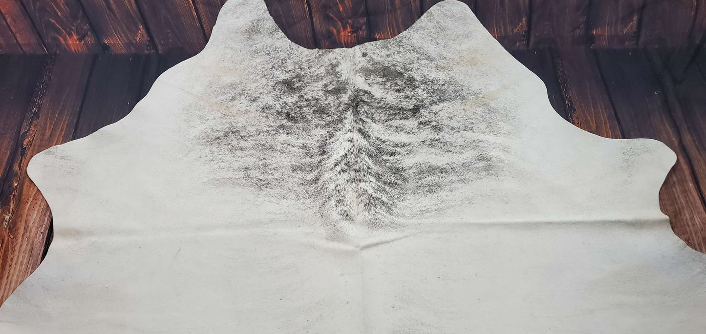 Large Cowhide Rug Ivory Brindle 7.3ft x 7ft