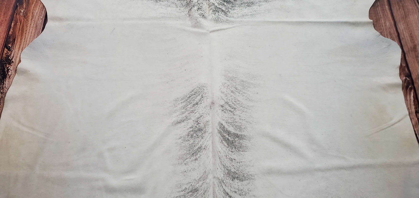 Large Cowhide Rug Ivory Brindle 7.3ft x 7ft