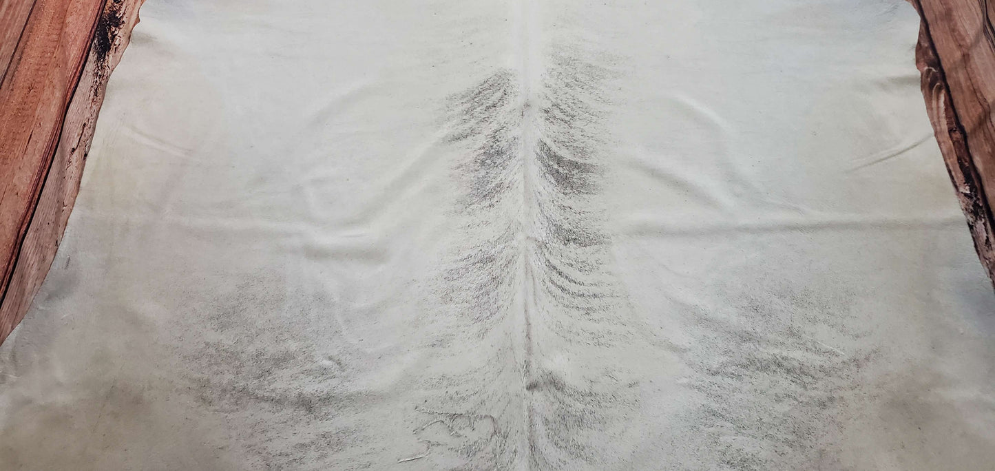 Large Cowhide Rug Ivory Brindle 7.3ft x 7ft