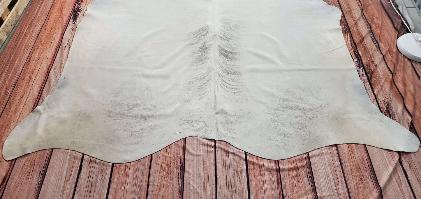 Large Cowhide Rug Ivory Brindle 7.3ft x 7ft