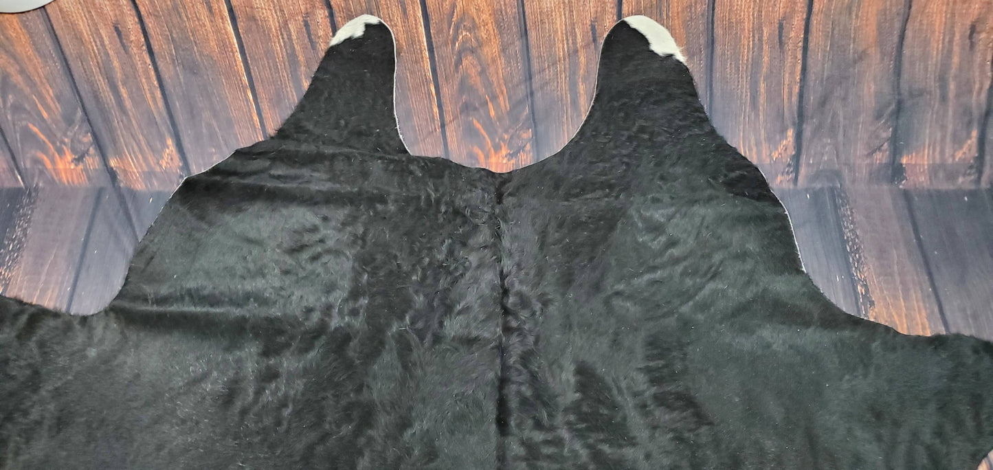 Large Black Cowhide Rug 8.3ft x 7ft