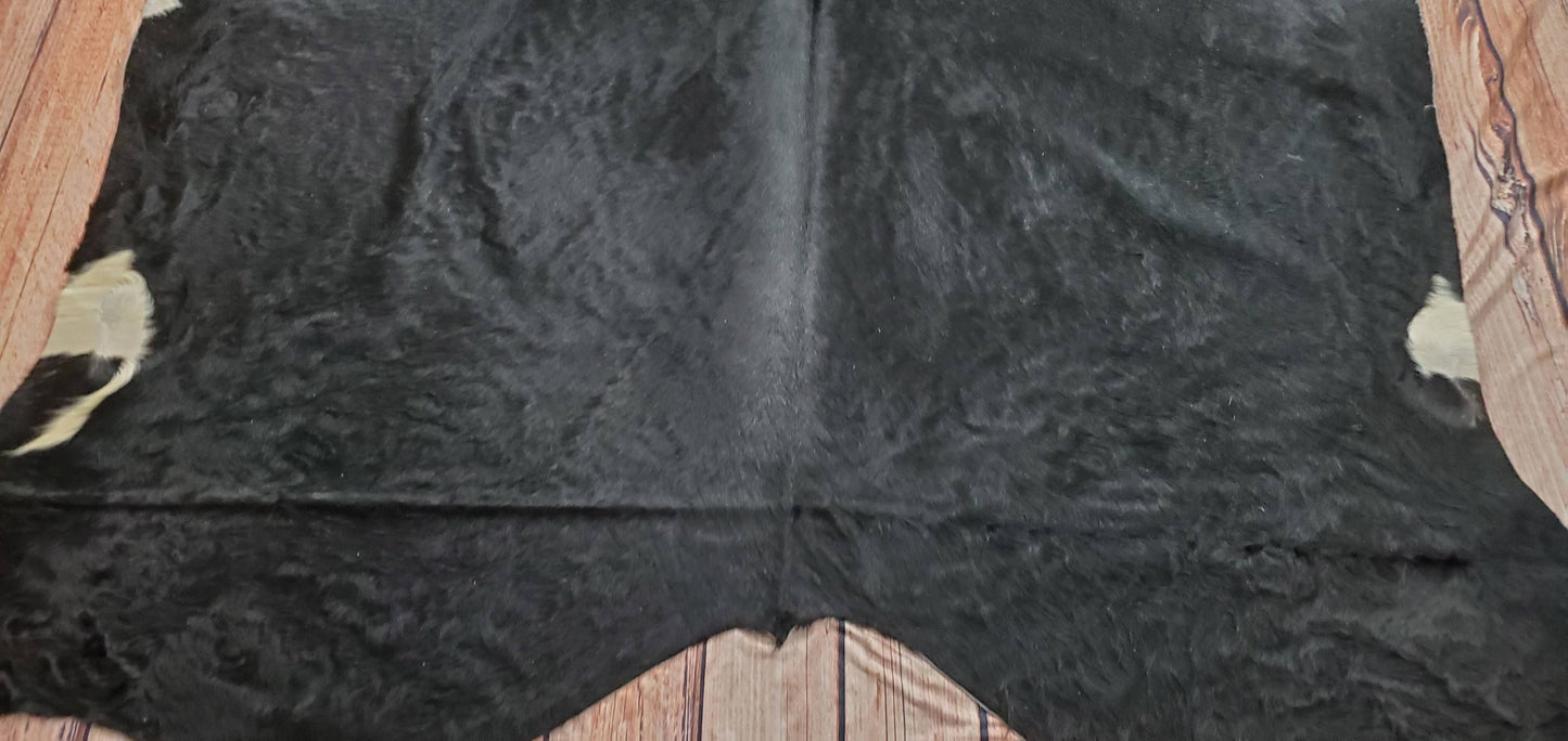 Large Black Cowhide Rug 8.3ft x 7ft