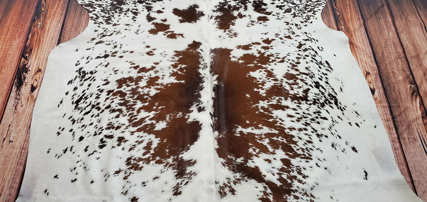Cowhide Rug Speckled Tricolor 6.2ft x 6.2ft