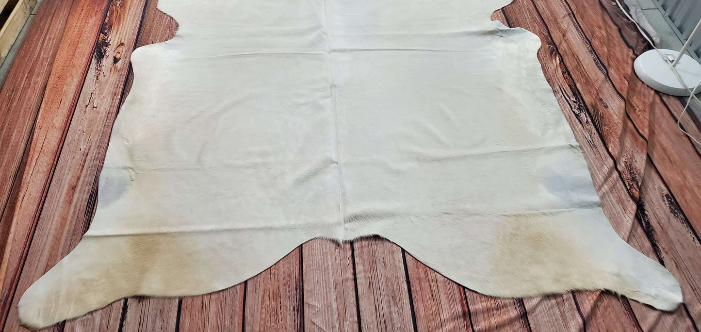 Brazilian Light Cream Cowhide Rug 6.6ft x 6.5ft