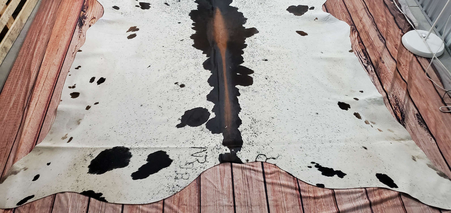 cowhide rug salt pepper tricolor 7.3ft x 7ft