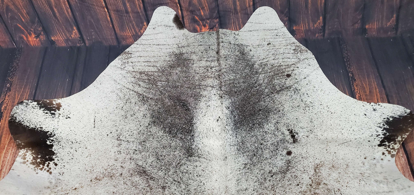 Large Speckled Tricolor Cowhide Rug 7.9ft x 6.6ft