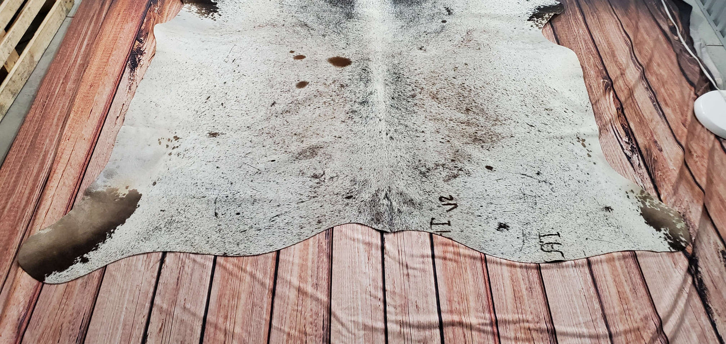 Large Speckled Tricolor Cowhide Rug 7.9ft x 6.6ft