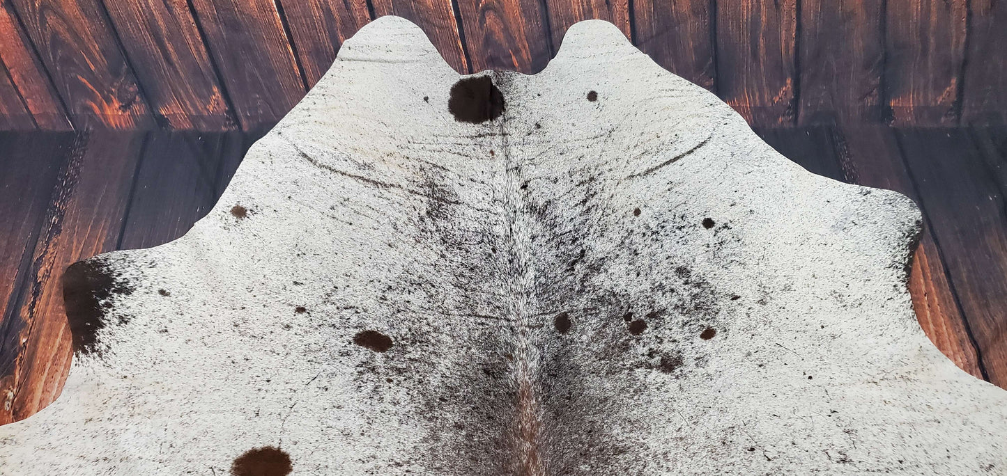 Tricolor Natural Speckled Cowhide Rug 7.5ft x 6.1ft