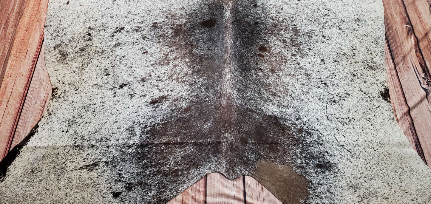 Tricolor Natural Speckled Cowhide Rug 7.5ft x 6.1ft