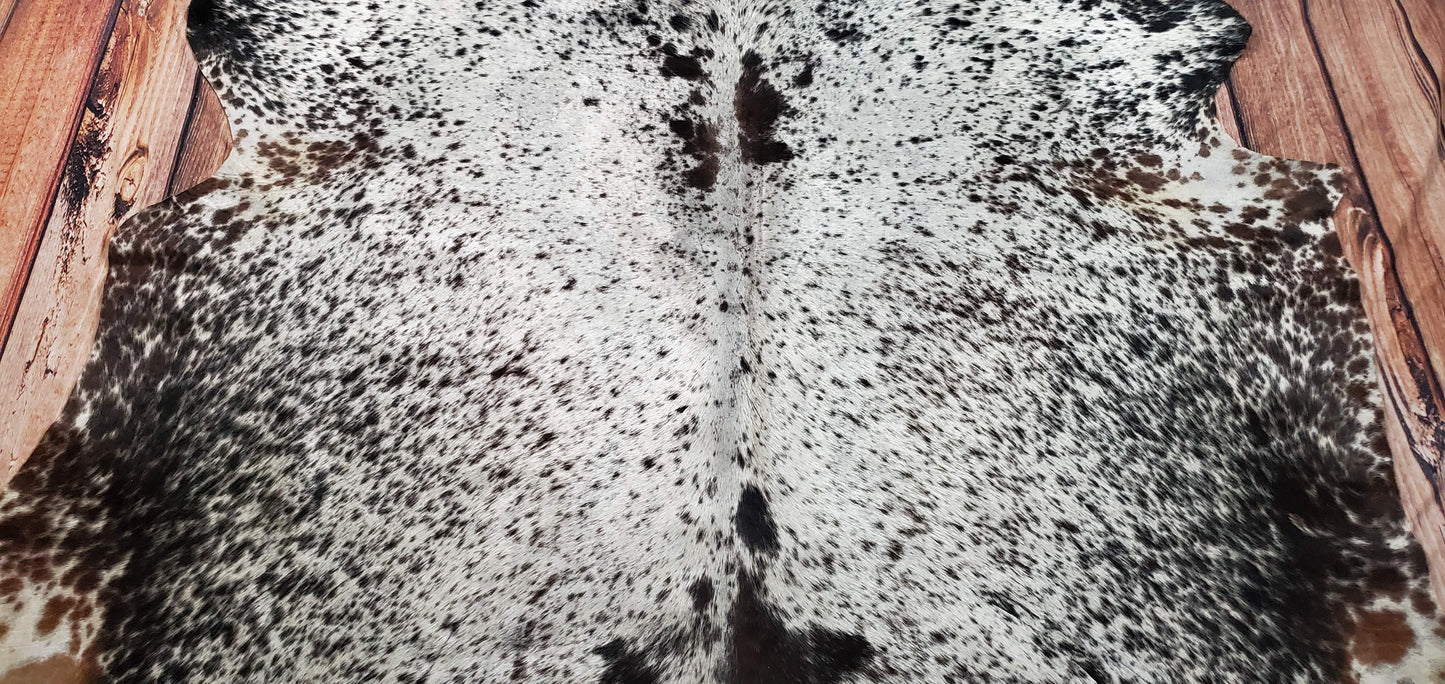 Authentic Dark Speckled Cowhide Rug 6.6ft x 6.2ft