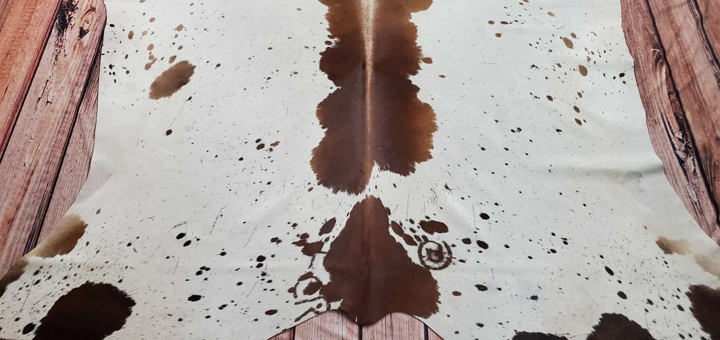 Spotted Cowhide Rug Tricolor 6.6ft x 6.1ft