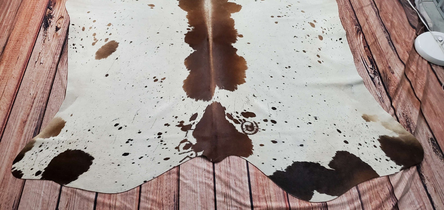 Spotted Cowhide Rug Tricolor 6.6ft x 6.1ft