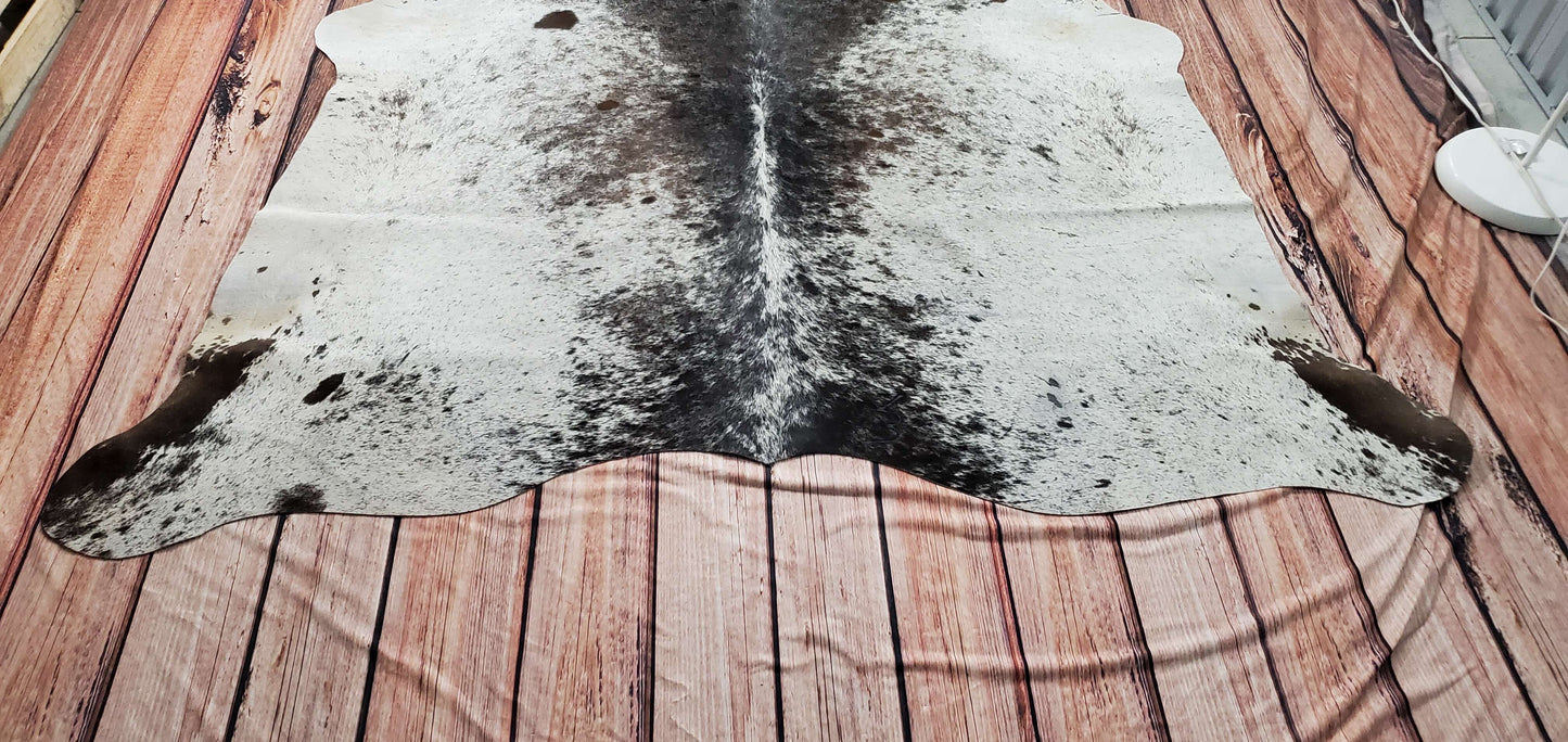 Large Cowhide Rug Speckled Tricolor 7.1ft x 6.5ft